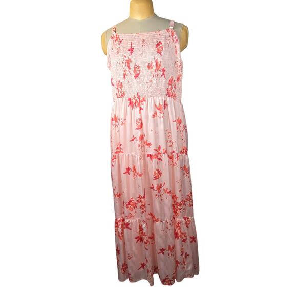 Lane Bryant Women 24 Floral Maxi Dress Smocked Tiered Flowy Cottagecore Vacation - Picture 1 of 12